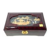 Japanese carved cork jewelry box, 6" x 10" x 3.5"