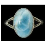 Sterling silver bezel set larimar ring, size 5