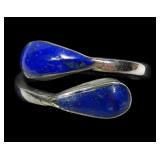 Sterling silver inlaid lapis lazuli bypass design