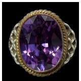 Sterling silver oval mix cut purple sapphire ring