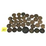 Lot, assorted mixed coins: wheat cents, Indian