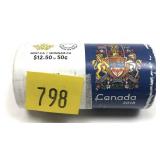 Roll of 2018 Canadian half dollars