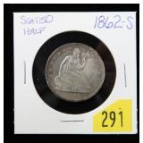 1862-S Seated Liberty half dollar