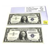 x2- $1 star note silver certificates, series of