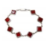 Sterling silver 8" bezet set carnelian (?)