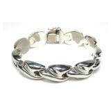 Sterling silver sculpted link bracelet, 31.9 grams