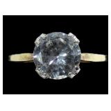 10K Yellow gold filled white spinel solitaire,