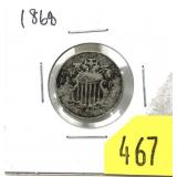 1868 Shield nickel