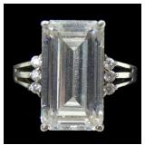 Sterling silver lovely emerald cut CZ statement