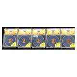 x5- Lincoln cents 1988-1998, ANACS slab certified