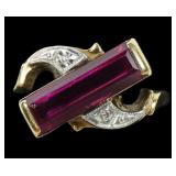 10K Yellow and white gold vintage pink topaz ring,