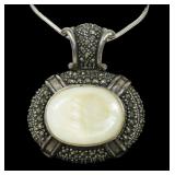 Sterling silver mother of pearl and marcasite