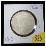 1926-S Peace dollar, Unc.