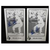 Lot, 2 Nolan Ryan signed Texas Rangers 3x5 photos
