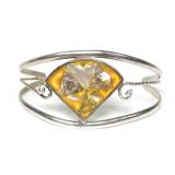 Mexican sterling silver cuff bracelet with inlaid