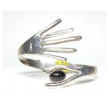 Mexican sterling silver hinged cuff bracelet with