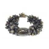 Sajen 8" toggle clasp agate bead bracelet