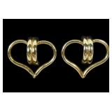 14K Yellow gold stylized heart post earrings,