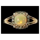 14K Rose gold Le Vian split shank cabochon opal