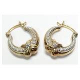 Sterling silver gold wash diamond accent hoop