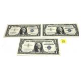 x3- $1 silver certificates, series of 1957,