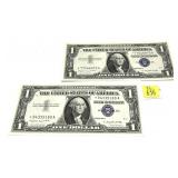 x2- $1 star note silver certificates, series of