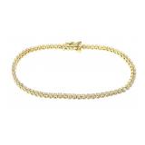 Sterling silver gold wash 7" diamond tennis