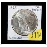 1922 Peace dollar, BU