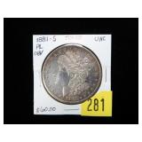 1881-S Morgan dollar, Unc.