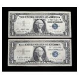 x2- $1 Silver certificates, series of 1957,
