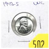 1943-S Lincoln cent, Unc.