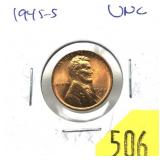 1945-S Lincoln cent, Unc.
