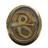 10K Yellow gold Victorian hair work mourning