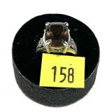 Sterling silver cushion cut claw set citrine ring