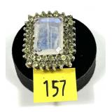 Sterling silver rectangular cut labradorite ring