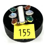 Sterling silver bezel set multi-colored gemstone