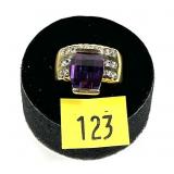 Sterling silver gold wash barrel cut purple