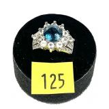 Sterling silver round brilliant cut blue topaz