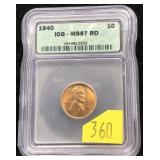 1940 Lincoln cent, ICG slab certified MS67 RD