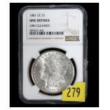 1881-CC Morgan dollar, NGC slab certified