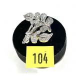 Sterling silver leaf bypass design CZ bedazzled