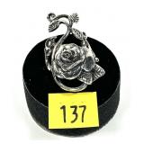 Sterling silver rose and vines statement ring,
