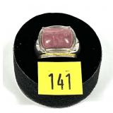 Sterling silver bezel set rose agate ring, size 6,