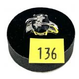 Sterling silver faceted black onyx ring with