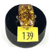 Sterling silver large Baltic amber ring, approx.