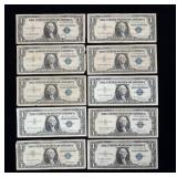 x10- $1 silver certificates, -x10 certificates,