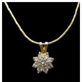 14K Yellow gold 20" fancy link round cut diamond