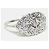 14K White gold diamond cluster ring
