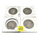 x4- Mixed date Barber half dollars, -x4 half