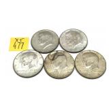 x5- Half dollars, 40% silver, -x5 half dollars,